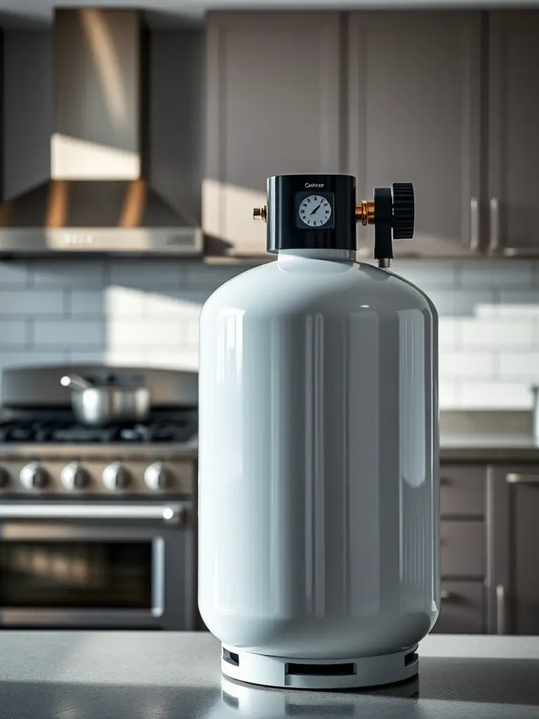 A close-up shot of a nitrous oxide bottle with a clear label indicating 'Food Grade' and safety certifications, set against a clean, professional background.
